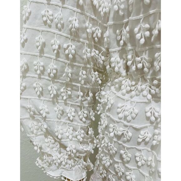 Farm Rio White Textured Mini Dress, Beaded Tassels- Size Small - Picture 7 of 14
